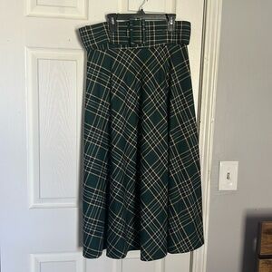 Zara plaid midi skirt with matching belt